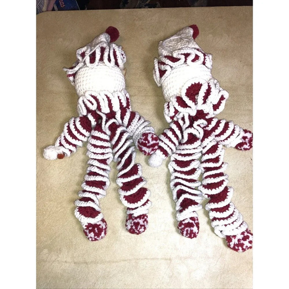 2 Vtg Clown Crochet Dolls Yarn Handmade Mississippi State Football MCM 80s Fan - Picture 10 of 12